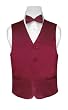 BOY'S Solid BURGUNDY Color Dress Vest BOWTIE Set