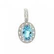 Blue Topaz & Diamond Pendant Antique White Gold Finish 