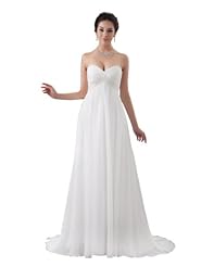 Maternity Plus Size Strapless Empire   Waistline Summer Sweetheart Chiffon Wedding Dress  with a Brush/Sweep Train 