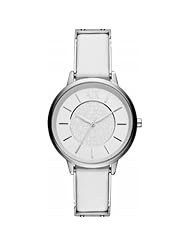 Armani Exchange White Dial White Leather Ladies Watch AX5300
