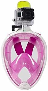 Snorkel Mask for Adults and Youth. Easy Breath Full Face Design Gopro Diving Mask (Pink, L/XL)