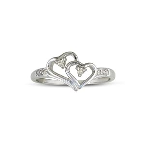 Double Heart Diamond Promise Ring ( Availabe Sizes 4-9)