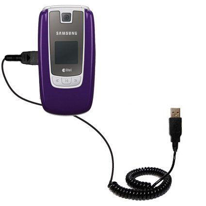 Coiled USB Cable for the Samsung Hue II with Power Hot Sync and Charge capabilities - uses Gomadic TipExchange Technology