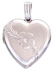 14k White Gold 2 Photo Floral Heart Locket
