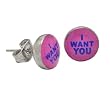 Valentine I Want You Logo Earrings, 6mm - Sold as a Pair