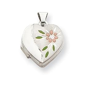 Cool Sterling Silver Floral 15mm Heart Locket