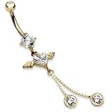 14 karat Gold Heart with Wings Belly Button Ring