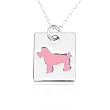Pink Dog Square Pewter Pendant 15" Chain Necklace with 2" Extension