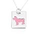Pink Dog Square Pewter Pendant 15" Chain Necklace with 2" Extension