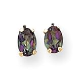 14k Gold Oval Mystic Fire Topaz Post Earrings