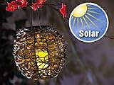 Lunartec Kugelförmige Solar-LED-Dekoleuchte aus Polyrattan