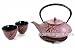 Raspberry Color Cast Iron Tea Set Bamboo #ts7-06wr