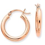 14k Gold Rose Gold 3mm Hoop Earrings