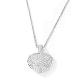 14k White Gold Pave Diamond Puffed Heart Pendant (1/2 cttw, HIJ Color, I2 Clarity)