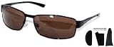 Unisex (Mens / Womens) Driving Polarised Sunglasses - Men's B52's Sunglasses with Black Frames & Brown Lenses Complete with Hard 'Influx' Car Case, Cloth, Drawstring Pouch & Cord
