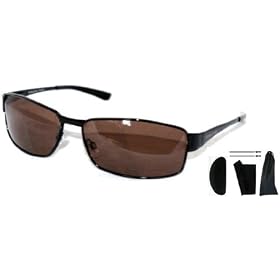 Men's Driving Polarised Sunglasses - Men's B52's Sunglasses with Black Frames & Brown Lenses Complete with Hard 'Influx' Car Case, Cloth, Drawstring Pouch & Cord