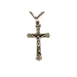 Crucifix Pendant with Bright Cut Accents Pewter 1-1/4". 18" Stainless Steel Necklaces & Pendants Chain.