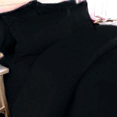300TC Egyptian Cotton QUEEN BLACK WOVEN SQUARE DUVET COVER SET BY MARRIKAS
