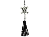 SKULL WITH BLACK BEADS CELL PHONE CHARM - RETAIL PACKAGING