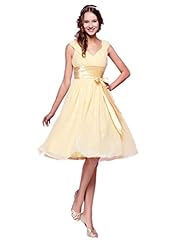 A-line V-neck Chiffon Knee Length Sleeveless Tank Bridesmaid Dress/Wedding Dress 