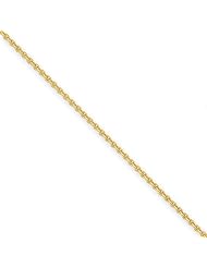 14k Yellow Gold 9.00 Inches 2.20mm Wide Solid Polished Cable Chain Anklet. Weight:3.38 Grams - 30 Day Money Back Guarantee