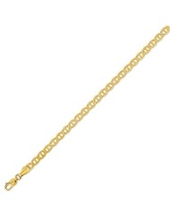 14k Italy Yellow Gold 4.3mm Mariner Concave Link Chain Bracelet 7.5" Inches