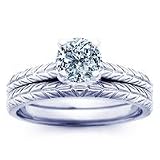 Image of 0.75 Carat F/VS2 Round Certified Diamond Matched Wedding Set in 18ct Solid White Gold
