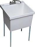 Swanstone ST-1F010 White Utility Tubs Veritek 22 Gallon Single Basin Laundry Tub with Tubular Legs S