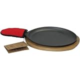Old Mountain Pre Seasoned 10132 Fajita Plate Set with Wood Tray and Hot Mit, 15 1/4 Inch x 7 1/4 Inch