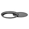 Premier Housewares 20 cm Diameter Non-Stick Fluted Flan Tins with Loose Bases