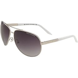 A|X Metal Aviator Sunglasses - Armani Exchange Men's Full Rim Sports Eyewear - Palladium-White/Silver Mirror