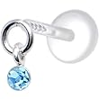 Silver 925 Aqua Solitaire Dangling CZ Tragus Earring