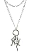Necklace - N208 - Key, Star and Gecko Charm Cluster (22" Long) ~ Silver Tone