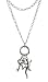 Necklace - N208 - Key, Star and Gecko Charm Cluster (22" Long) ~ Silver Tone