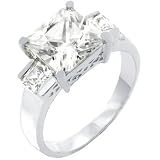 Size 6 - 4 Ct Princess Solitaire Cubic Zirconia Cz Engagement Ring