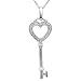 Sterling Silver and Diamond Key to Your Heart Pendant Necklace 18 in. Chain