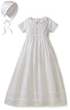 Kitestrings Baby-Boys Newborn Cotton Christening Gown And Bonnet Set, White, 3-6 Months