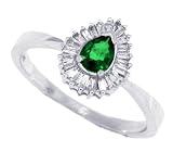 0.39Ct Genuine Emerald Diamond Engagement Ring in 14Kt White Gold