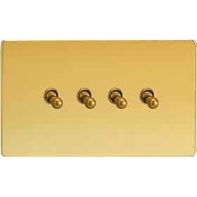 Varilight - 4G 1 or 2W 10A Classic Toggle Switch Dimension Screwless Polished Brass - XDVT9S