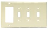 Leviton 4-GANG WALL PLATE 1 DECORA-STYLE/3 TOGGLE - IVORY
