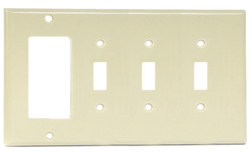 Leviton 4-GANG WALL PLATE 1 DECORA-STYLE/3 TOGGLE - IVORY