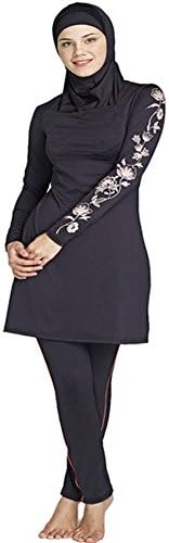 Doraer Womens Full Cover Islamic Swimwear Muslim Swimsuit XXXX-Large Black
