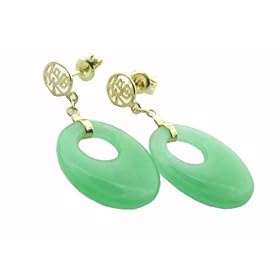 Green Jade Go-Go Earrings, 14k Gold by 