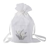 Glass candle holder w/calla lilies in mesh bag