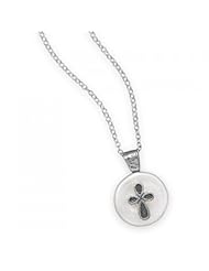 MMA Silver - 17.5 inch Cultured Freshwater Pearl with Cross Design Necklace