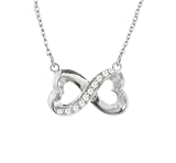 Sterling Silver Diamond Infinity Heart Pendant (1/10 cttw, H-I Color, I1-I2 Clarity), 17