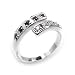 Women's Young Line Jet Color Cubic Zirconia Rhodium Ring, Size: 5-11