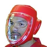 clear face cover head gear in synthetic leather