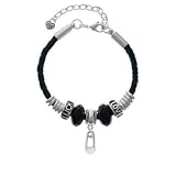 2-Sided Clear Frosted Baby Safety Pin Luck & Love Beaded Bracelet
