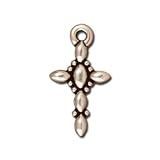 18mm Antique Silver Decorative Cross Charm by TierraCast